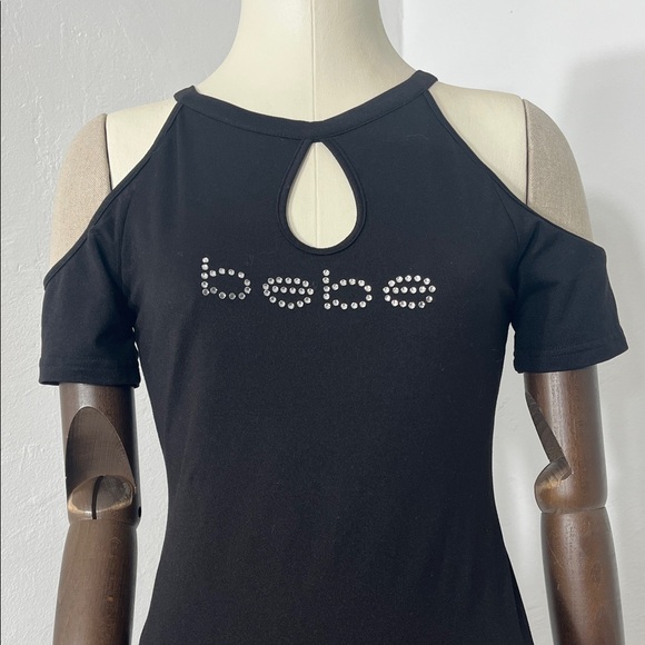 Bebe Black Cutout Shoulder Mini Dress - Picture 3 of 9